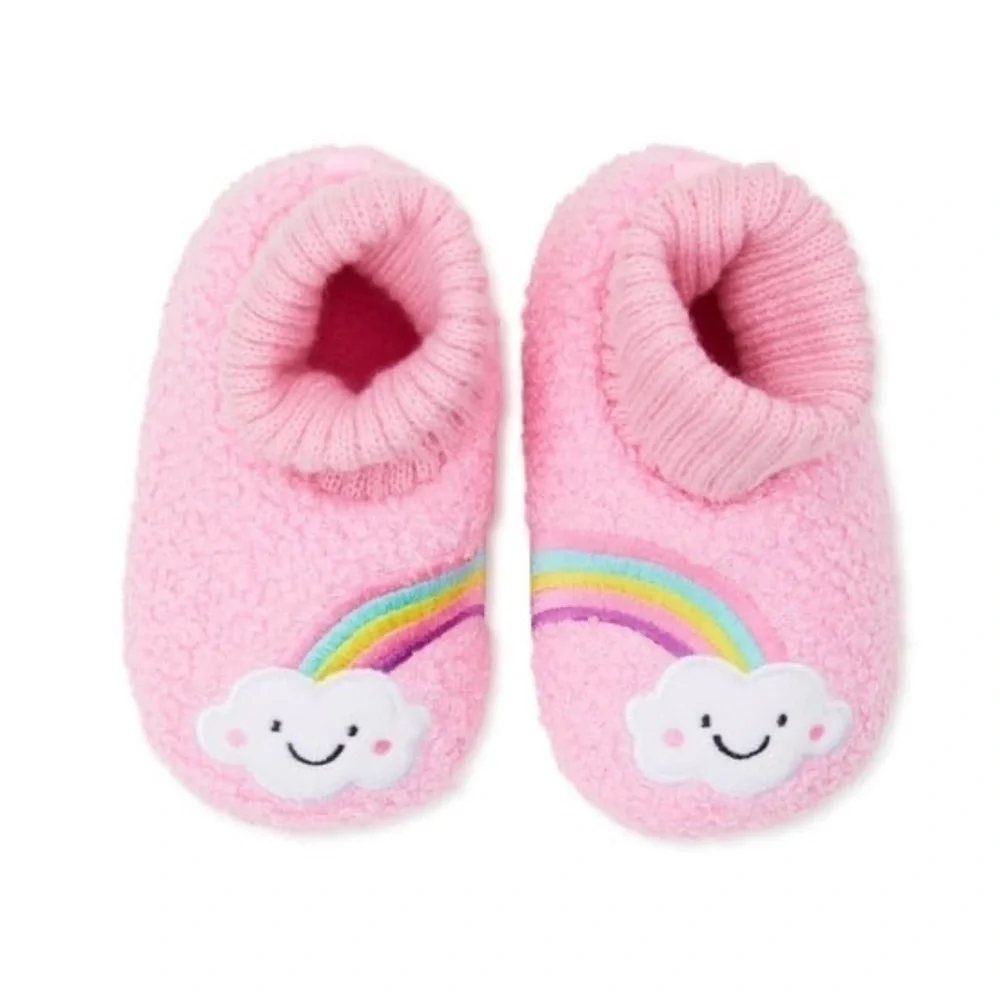 Wonder Nation Baby Girls Rainbow Bootie Slippers, Sizes 5